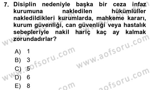 Temel İnfaz Hukuku Bilgisi Dersi 2020 - 2021 Yılı Yaz Okulu Sınav Soruları 7. Soru