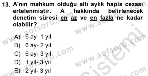 Temel İnfaz Hukuku Bilgisi Dersi 2021 - 2022 Yılı (Vize) Ara Sınav Soruları 13. Soru
