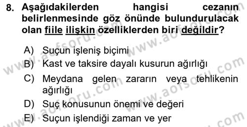 Temel İnfaz Hukuku Bilgisi Dersi 2021 - 2022 Yılı (Vize) Ara Sınavı 8. Soru