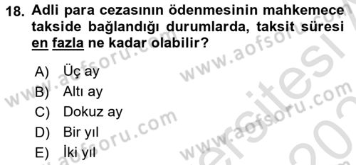 Temel İnfaz Hukuku Bilgisi Dersi 2021 - 2022 Yılı (Final) Dönem Sonu Sınavı 18. Soru