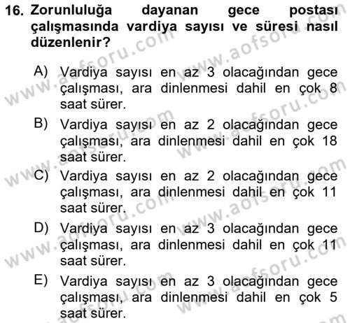 Temel İş Hukuku Dersi 2020 - 2021 Yılı Yaz Okulu Sınav Soruları 16. Soru