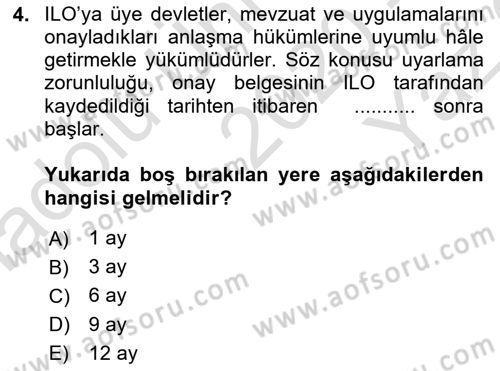 Temel İş Hukuku Dersi 2020 - 2021 Yılı Yaz Okulu Sınav Soruları 4. Soru