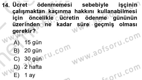 Temel İş Hukuku Dersi 2021 - 2022 Yılı (Vize) Ara Sınav Soruları 14. Soru