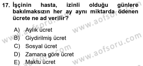 Temel İş Hukuku Dersi 2021 - 2022 Yılı (Vize) Ara Sınav Soruları 17. Soru