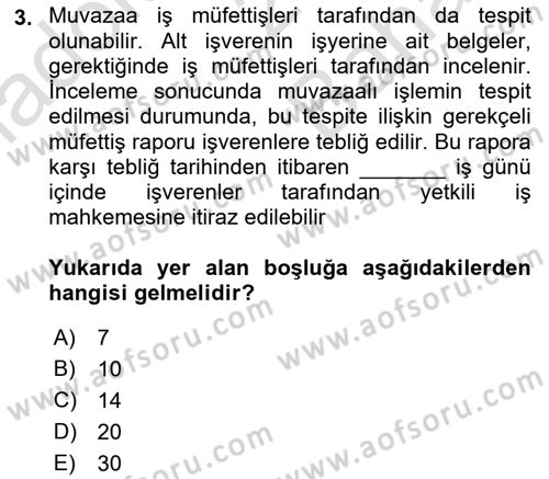 Temel İş Hukuku Dersi 2021 - 2022 Yılı (Vize) Ara Sınav Soruları 3. Soru