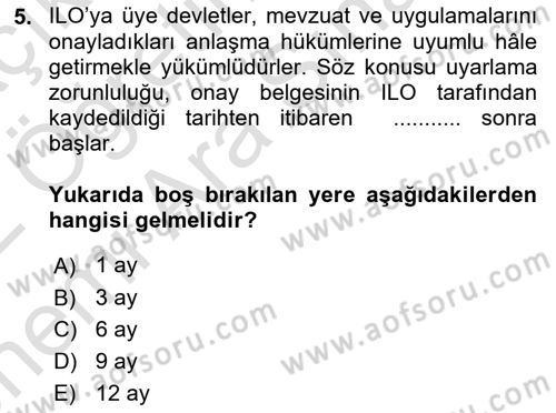 Temel İş Hukuku Dersi 2021 - 2022 Yılı (Vize) Ara Sınav Soruları 5. Soru