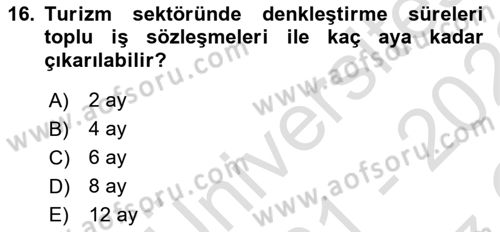 Temel İş Hukuku Dersi 2021 - 2022 Yılı Yaz Okulu Sınav Soruları 16. Soru
