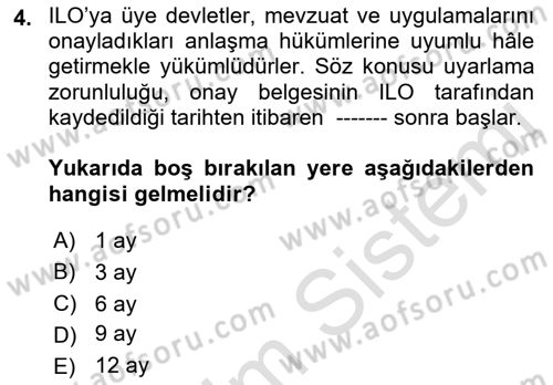 Temel İş Hukuku Dersi 2021 - 2022 Yılı Yaz Okulu Sınav Soruları 4. Soru
