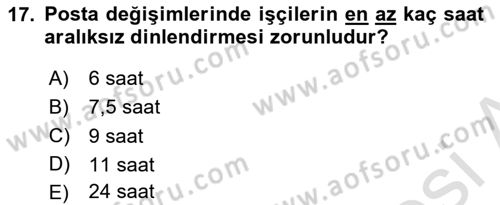 Temel İş Hukuku Dersi 2022 - 2023 Yılı Yaz Okulu Sınav Soruları 17. Soru