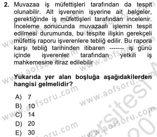 Temel İş Hukuku Dersi 2022 - 2023 Yılı Yaz Okulu Sınav Soruları 2. Soru