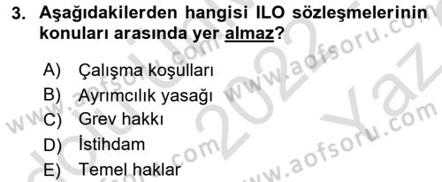 Temel İş Hukuku Dersi 2022 - 2023 Yılı Yaz Okulu Sınav Soruları 3. Soru