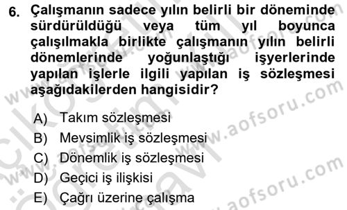 Temel İş Hukuku Dersi 2022 - 2023 Yılı Yaz Okulu Sınav Soruları 6. Soru