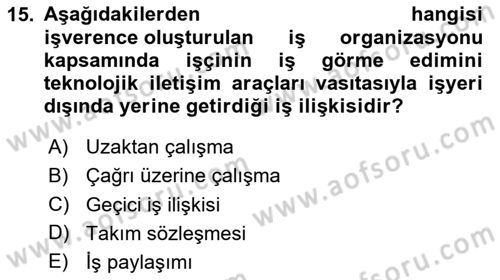 Temel İş Hukuku Dersi 2023 - 2024 Yılı (Vize) Ara Sınav Soruları 15. Soru