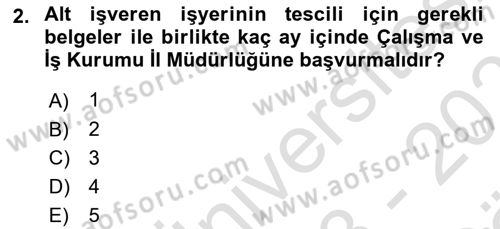 Temel İş Hukuku Dersi 2023 - 2024 Yılı (Vize) Ara Sınav Soruları 2. Soru