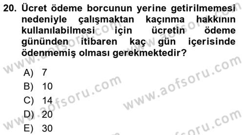 Temel İş Hukuku Dersi 2023 - 2024 Yılı (Vize) Ara Sınav Soruları 20. Soru