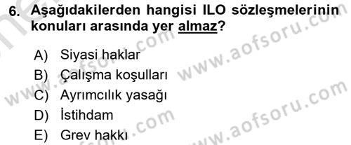 Temel İş Hukuku Dersi 2023 - 2024 Yılı (Vize) Ara Sınav Soruları 6. Soru