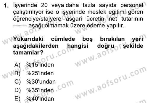 Temel İş Hukuku Dersi 2023 - 2024 Yılı (Final) Dönem Sonu Sınav Soruları 1. Soru
