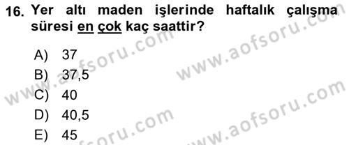 Temel İş Hukuku Dersi 2023 - 2024 Yılı (Final) Dönem Sonu Sınav Soruları 16. Soru