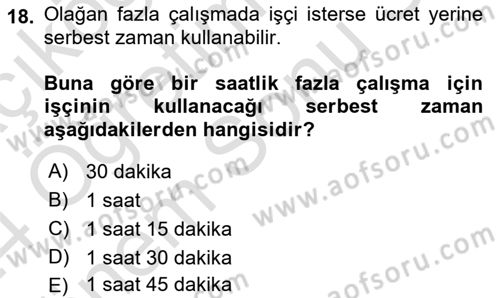 Temel İş Hukuku Dersi 2023 - 2024 Yılı (Final) Dönem Sonu Sınav Soruları 18. Soru