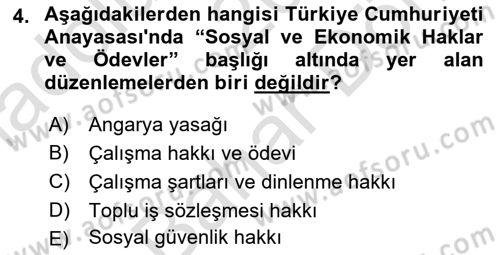 Temel İş Hukuku Dersi 2023 - 2024 Yılı (Final) Dönem Sonu Sınav Soruları 4. Soru