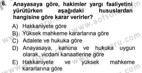 Medeni Usul Hukuku Dersi 2012 - 2013 Yılı (Vize) Ara Sınav Soruları 6. Soru