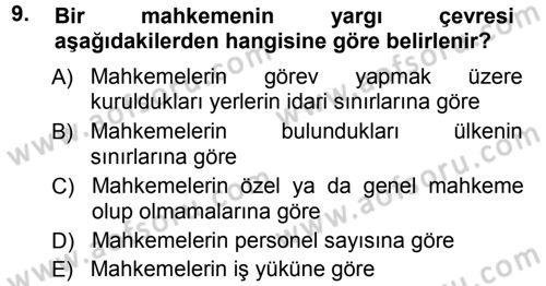 Medeni Usul Hukuku Dersi 2012 - 2013 Yılı (Vize) Ara Sınav Soruları 9. Soru