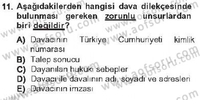 Medeni Usul Hukuku Dersi 2012 - 2013 Yılı Tek Ders Sınav Soruları 11. Soru