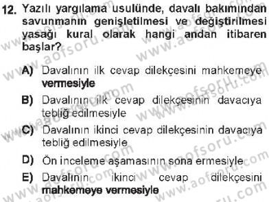 Medeni Usul Hukuku Dersi 2012 - 2013 Yılı Tek Ders Sınav Soruları 12. Soru