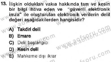 Medeni Usul Hukuku Dersi 2012 - 2013 Yılı Tek Ders Sınav Soruları 13. Soru