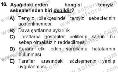 Medeni Usul Hukuku Dersi 2012 - 2013 Yılı Tek Ders Sınav Soruları 16. Soru