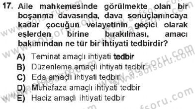 Medeni Usul Hukuku Dersi 2012 - 2013 Yılı Tek Ders Sınav Soruları 17. Soru