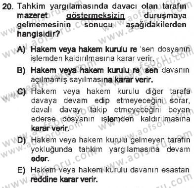 Medeni Usul Hukuku Dersi 2012 - 2013 Yılı Tek Ders Sınav Soruları 20. Soru