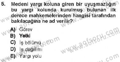 Medeni Usul Hukuku Dersi 2012 - 2013 Yılı Tek Ders Sınav Soruları 5. Soru