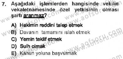 Medeni Usul Hukuku Dersi 2012 - 2013 Yılı Tek Ders Sınav Soruları 7. Soru