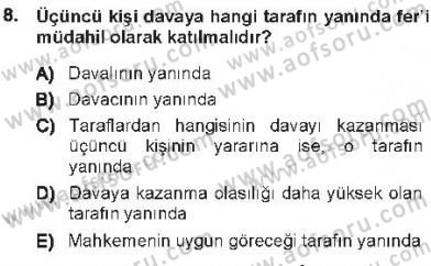 Medeni Usul Hukuku Dersi 2012 - 2013 Yılı Tek Ders Sınav Soruları 8. Soru