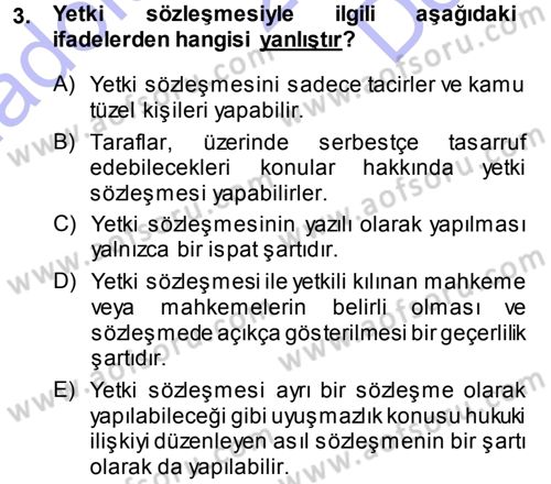 Medeni Usul Hukuku Dersi 2013 - 2014 Yılı (Final) Dönem Sonu Sınav Soruları 3. Soru