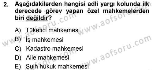 Medeni Usul Hukuku Dersi 2014 - 2015 Yılı (Vize) Ara Sınav Soruları 2. Soru