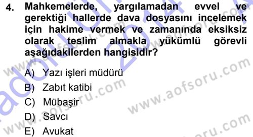 Medeni Usul Hukuku Dersi 2014 - 2015 Yılı (Vize) Ara Sınav Soruları 4. Soru