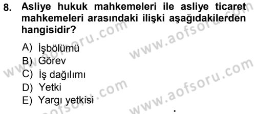 Medeni Usul Hukuku Dersi 2014 - 2015 Yılı (Vize) Ara Sınav Soruları 8. Soru