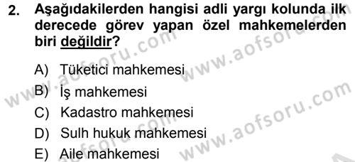 Medeni Usul Hukuku Dersi 2014 - 2015 Yılı Tek Ders Sınav Soruları 2. Soru