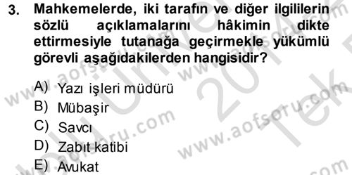 Medeni Usul Hukuku Dersi 2014 - 2015 Yılı Tek Ders Sınav Soruları 3. Soru