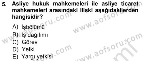 Medeni Usul Hukuku Dersi 2014 - 2015 Yılı Tek Ders Sınav Soruları 5. Soru