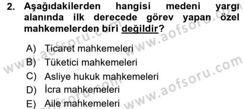 Medeni Usul Hukuku Dersi 2015 - 2016 Yılı (Vize) Ara Sınav Soruları 2. Soru