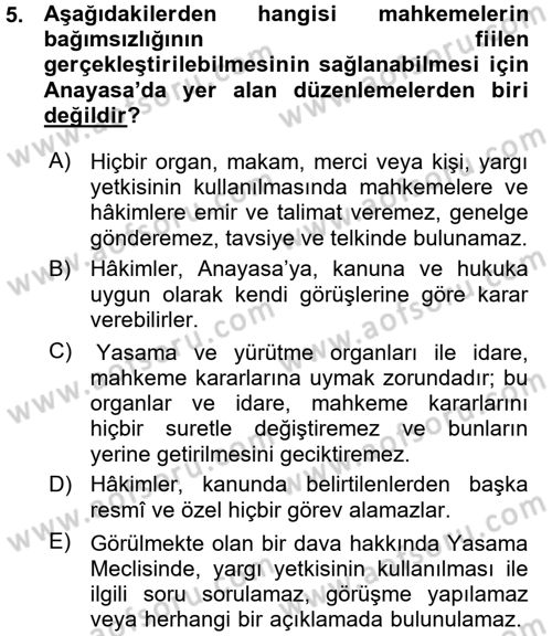 Medeni Usul Hukuku Dersi 2015 - 2016 Yılı (Vize) Ara Sınav Soruları 5. Soru