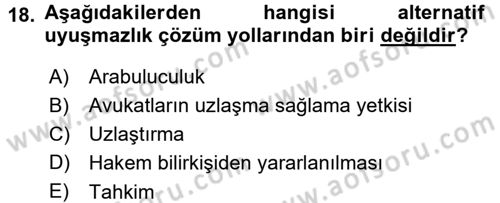 Medeni Usul Hukuku Dersi 2015 - 2016 Yılı (Final) Dönem Sonu Sınav Soruları 18. Soru