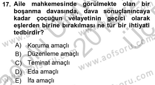 Medeni Usul Hukuku Dersi 2016 - 2017 Yılı 3 Ders Sınav Soruları 17. Soru