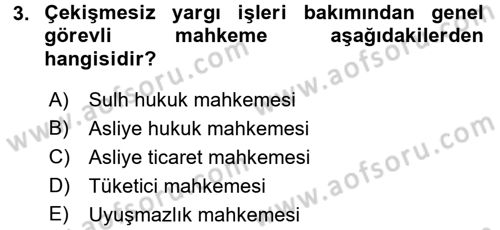 Medeni Usul Hukuku Dersi 2016 - 2017 Yılı 3 Ders Sınav Soruları 3. Soru