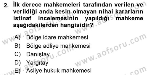 Medeni Usul Hukuku Dersi 2016 - 2017 Yılı (Vize) Ara Sınav Soruları 2. Soru