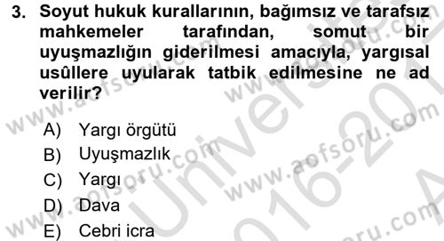 Medeni Usul Hukuku Dersi 2016 - 2017 Yılı (Vize) Ara Sınav Soruları 3. Soru