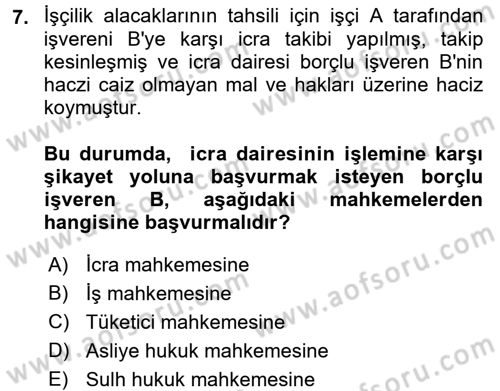 Medeni Usul Hukuku Dersi 2016 - 2017 Yılı (Vize) Ara Sınav Soruları 7. Soru